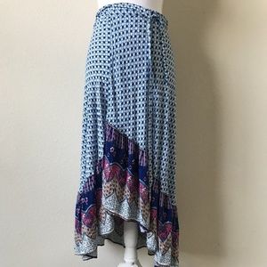 Hi Lo Ruffle Long Maxi Wrap Skirt Boho Small